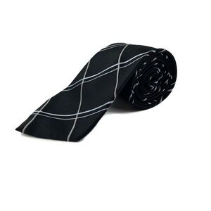 Mens Tie Black Diamond 100% Silk Dry Clean